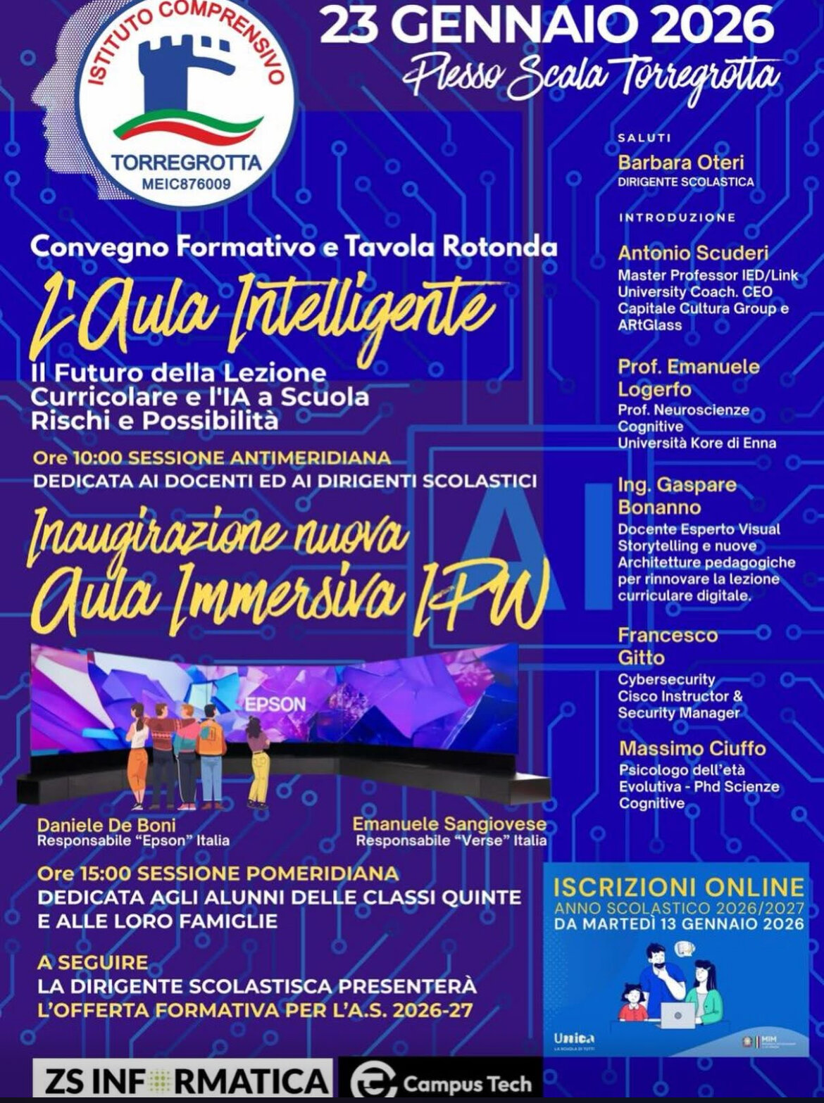23 gennaio 2026 - Convegno Formativo e Tavola Rotonda - L'Aula Intelligente